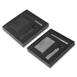 Kit Escrit�rio Porta Cart�o, Chaveiro e Caneta Met�lica - ECOCJ150