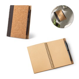 Caderno B6 de capa dura em corti�a e PET 100% reciclado, com p�ginas lisas recicladas - Eco93285SP