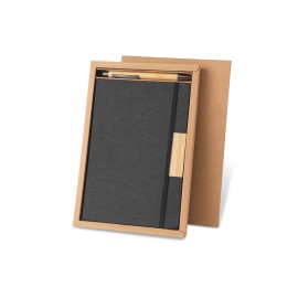 Conjunto composto por 1 caderno A5 com capa r�gida e 1 caneta esferogr�fica em bambu - Eco93655SP