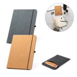 Caderno A5 de capa dura em couro 70% reciclado com p�ginas pautadas - Eco53628SP