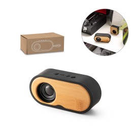 Caixa de som port�til com autonomia de 5h (1.200 mAh), em bambu e ABS 100% reciclado - Eco97095SP