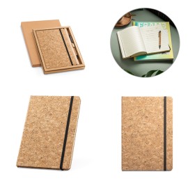 Conjunto de caderno A5 e caneta esferogr�fica em corti�a - Eco53631SP