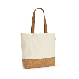 Sacola em 70% algod�o reciclado e 30% poli�ster reciclado (220 g/m�) com fundo em corti�a - Eco92342SP