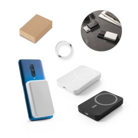 Bateria port�til magn�tica com carregador por indu��o super-r�pido (5.000 mAh), em ABS 100% reciclado - Eco97166SP