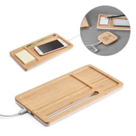 Organizador de secret�ria (mesa) em bambu e ABS com carregador por indu��o super-r�pido (15W) - Eco57911SP