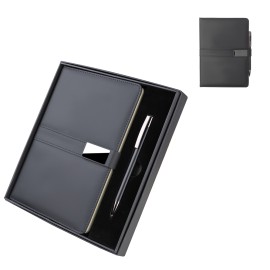 Kit Escrit�rio caderno A5, capa PU e Caneta Metal - EcoCJ140