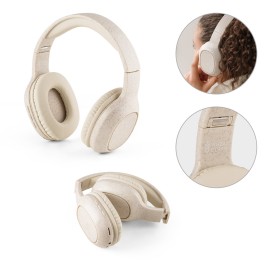 Fones de ouvido wireless dobr�veis com autonomia de 13h (400 mAh), em fibra de palha de trigo e ABS - Eco57939SP